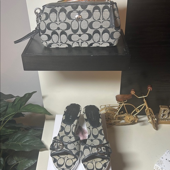 Coach Black and Gray Signature Wristlet